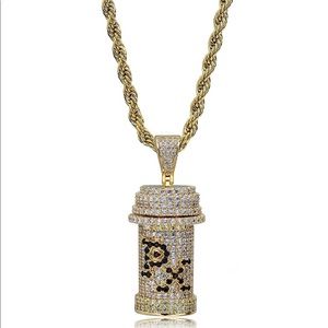 14K Pill BottlePX Capsule Detachable Pendant Chain